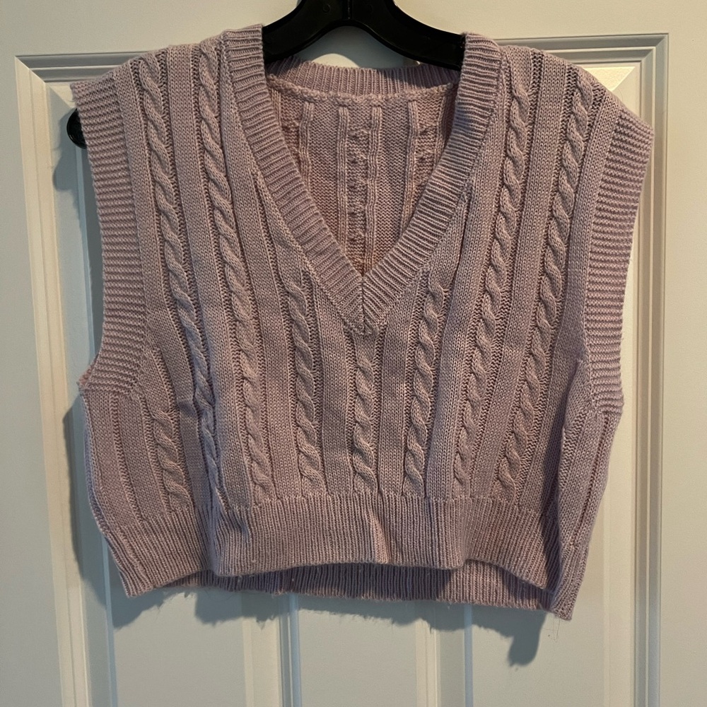 SHEIN Cropped Lavender Knit Sweater Vest